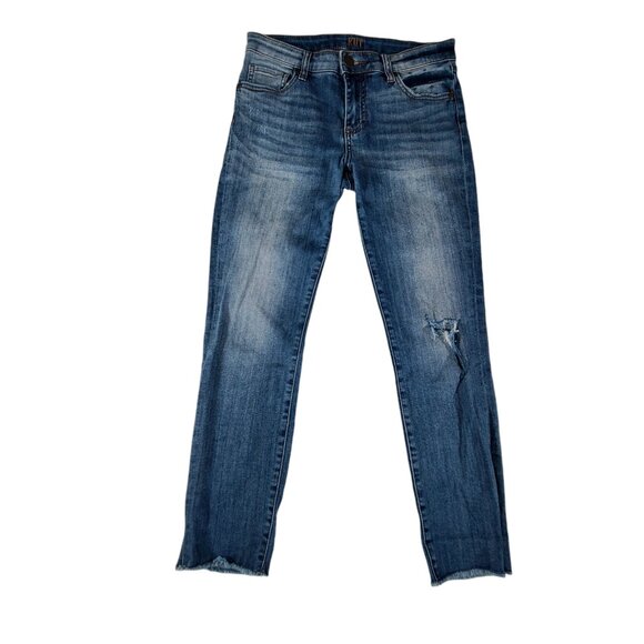Kut From The Cloth Jeans Womens 2 24x26 Blue Crop Straight Leg Raw Hem Denim - Picture 1 of 13